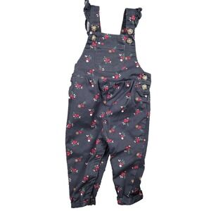 Sweet Carters Girls Dark Blue Flowered Overalls Pants Jumper Size 9 Months